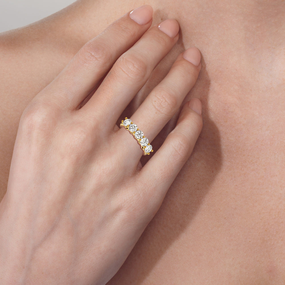 Five Stone Round Brilliant Cut Diamond Ring (E+ VS+) with Platinum / Lab / 2 Cut Diamond in 14KT Platinum / Lab / 2 view 2
