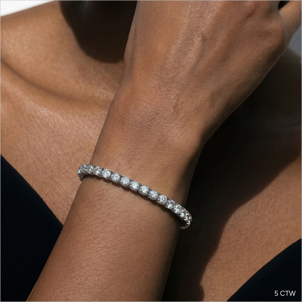 Four Prong Lab Diamond Tennis Bracelet with 5 Cut Diamond in 14KT Rose Gold view 3
