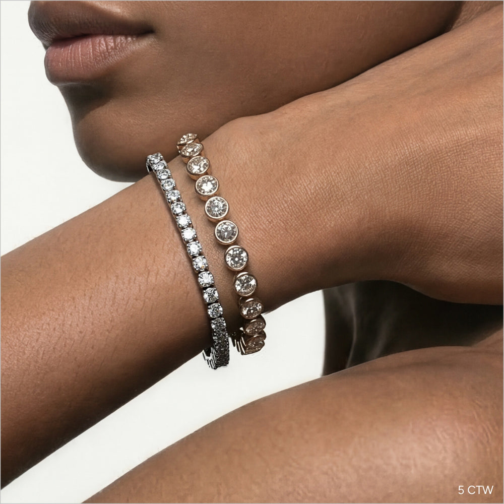 Four Prong Lab Diamond Tennis Bracelet with 5 Cut Diamond in 14KT Rose Gold view 4
