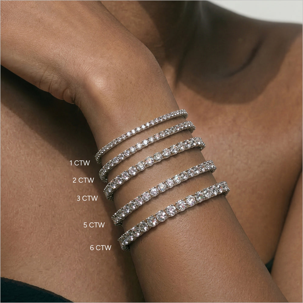 Four Prong Lab Diamond Tennis Bracelet with 5 Cut Diamond in 14KT White Gold view 6
