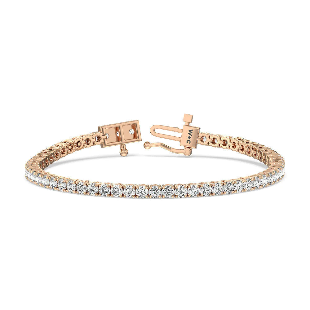 Four Prong Lab Diamond Tennis Bracelet with 5 Cut Diamond in 14KT Rose Gold view 1
