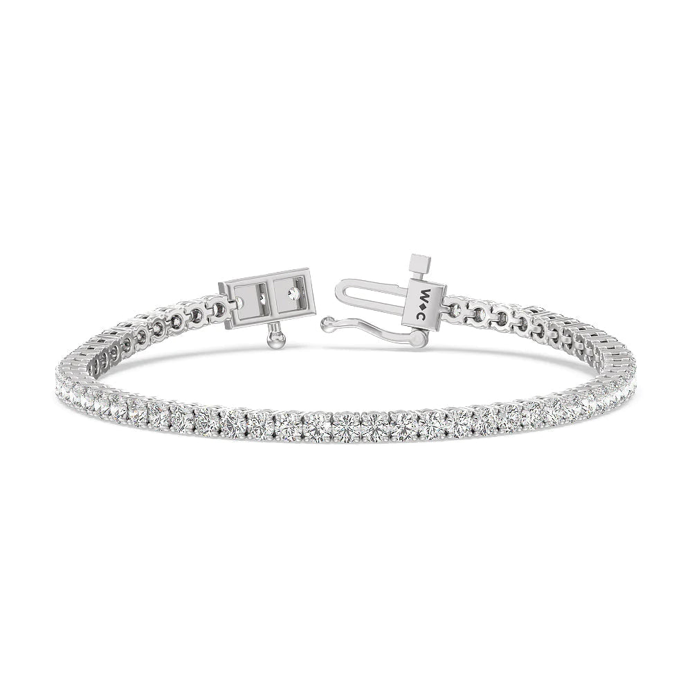 Four Prong Lab Diamond Tennis Bracelet with 5 Cut Diamond in 14KT White Gold view 1
