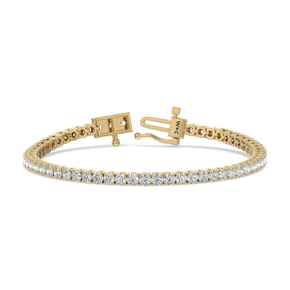 Four Prong Lab Diamond Tennis Bracelet with 5 Cut Diamond in 14KT Yellow Gold view 1

