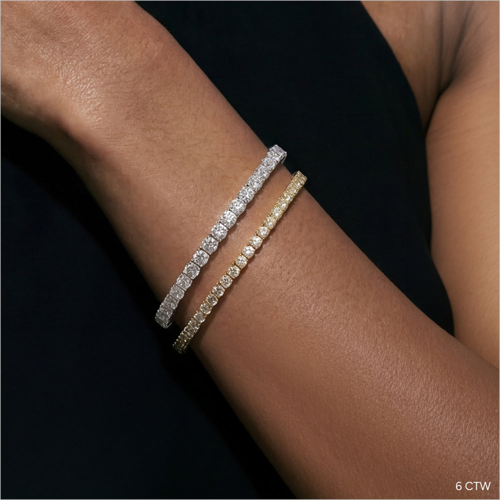 Four Prong Lab Diamond Tennis Bracelet with 6 Cut Diamond in 14KT White Gold view 3
