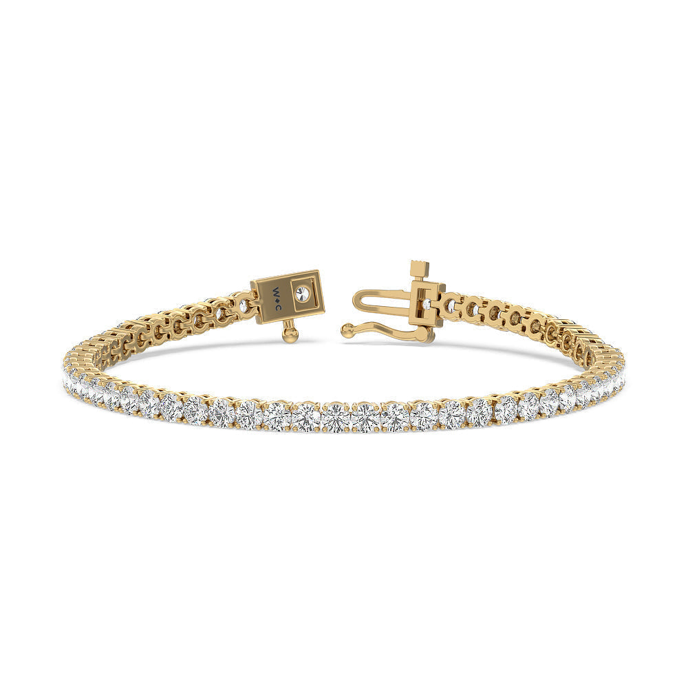 Four Prong Lab Diamond Tennis Bracelet with 6 Cut Diamond in 14KT Yellow Gold view 1
