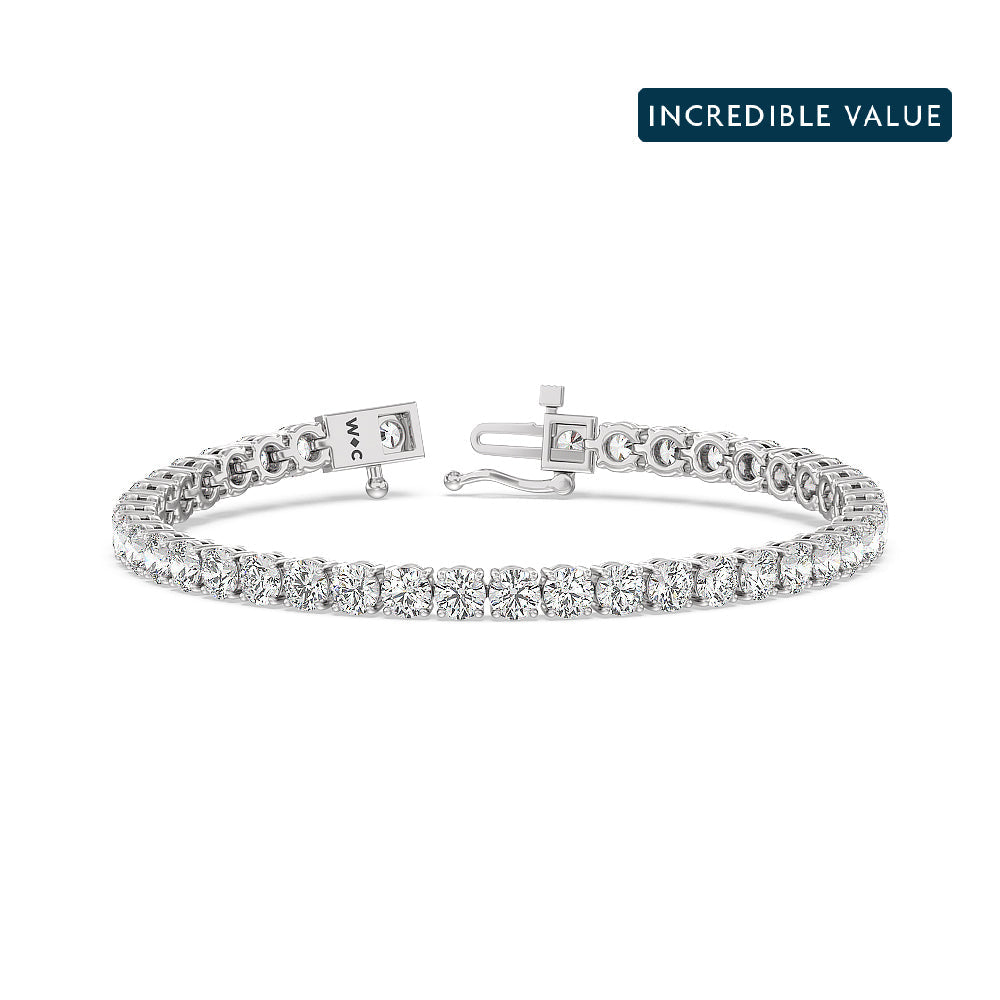 Four Prong Lab Diamond Tennis Bracelet with 9 Cut Diamond in 14KT White Gold view 1
