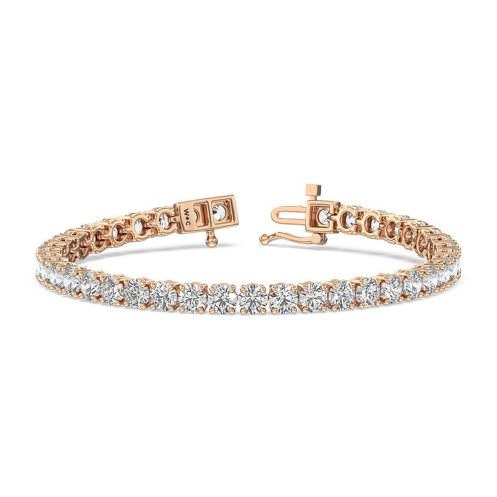 Four Prong Lab Diamond Tennis Bracelet with 12 Cut Diamond in 14KT Rose Gold view 1
