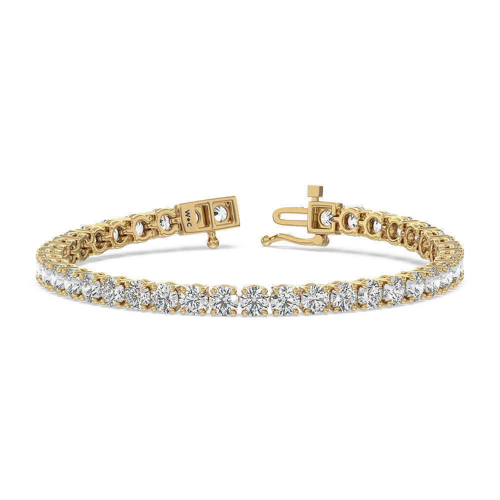 Four Prong Lab Diamond Tennis Bracelet with 12 Cut Diamond in 14KT Yellow Gold view 1
