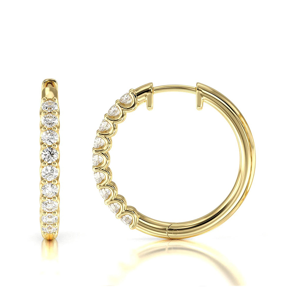 Diamond Hoop Earrings with 14KT Yellow Gold / Lab / 1/2 Cut Diamond in 14KT Yellow Gold / Lab / 1/2 view 4
