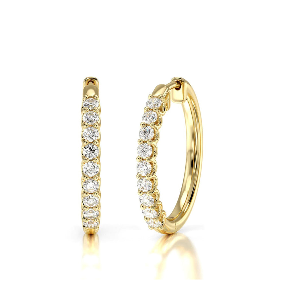 Diamond Hoop Earrings with 14KT Yellow Gold / Lab / 1/2 Cut Diamond in 14KT Yellow Gold / Lab / 1/2 view 1
