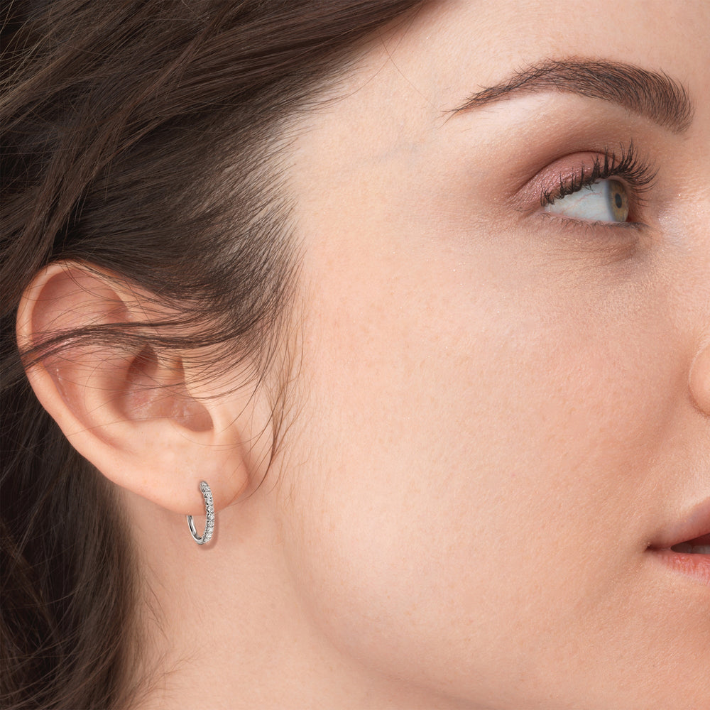 Diamond Hoop Earrings with 14KT Rose Gold / Lab / 1/2 Cut Diamond in 14KT Rose Gold / Lab / 1/2 view 3
