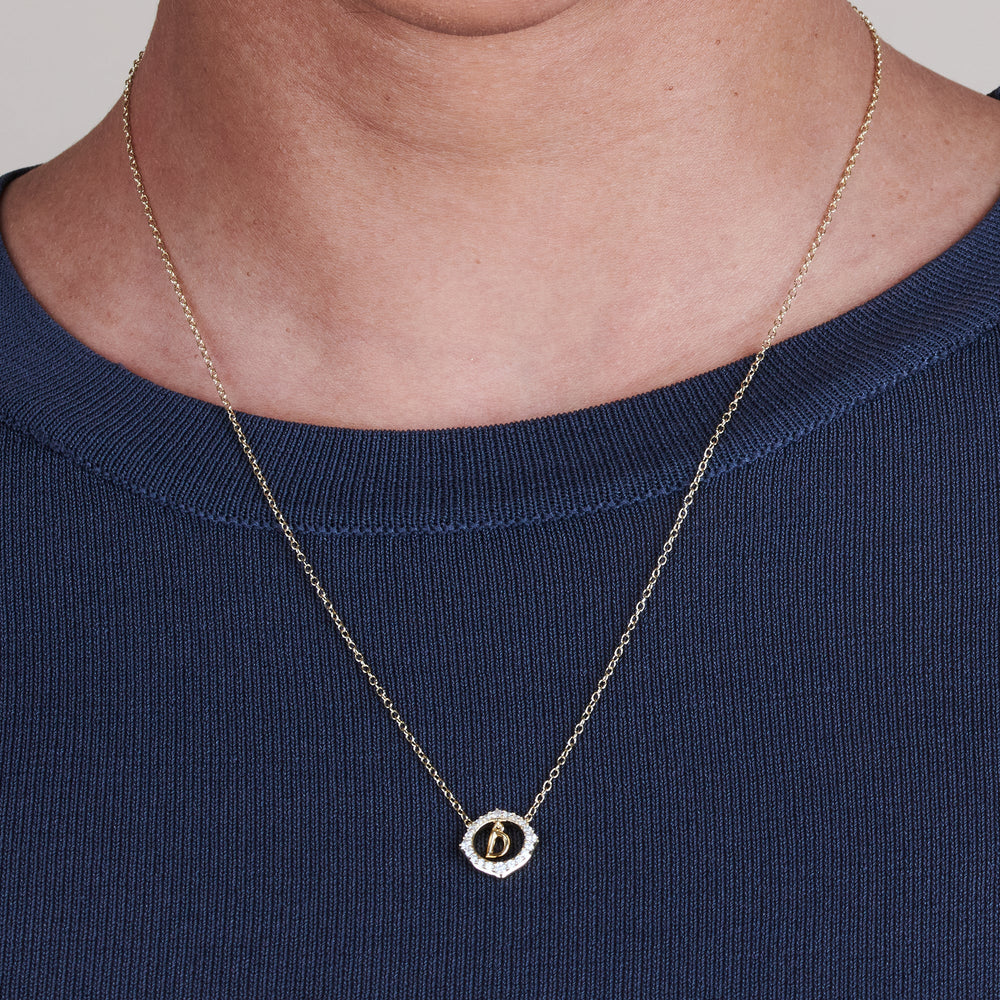 Model Wearing Signature Letter D Necklace view