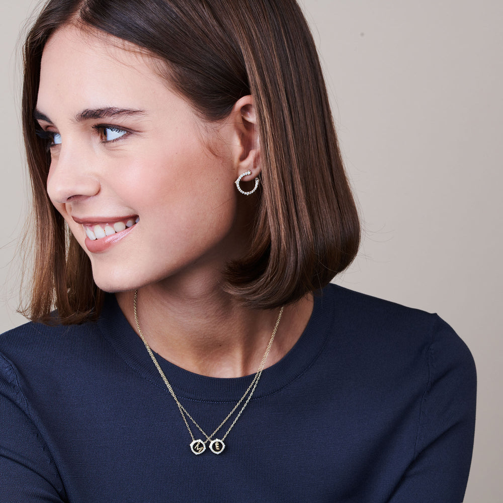 Model Wearing Signature Letter E Necklace view