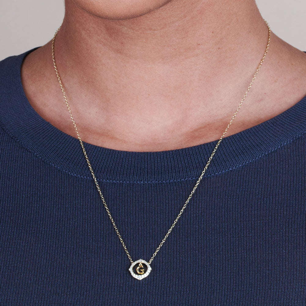 Model Wearing Signature Letter G Necklace view