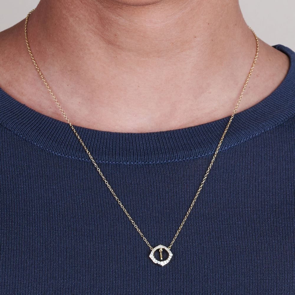 Model Wearing Signature Letter I Necklace view