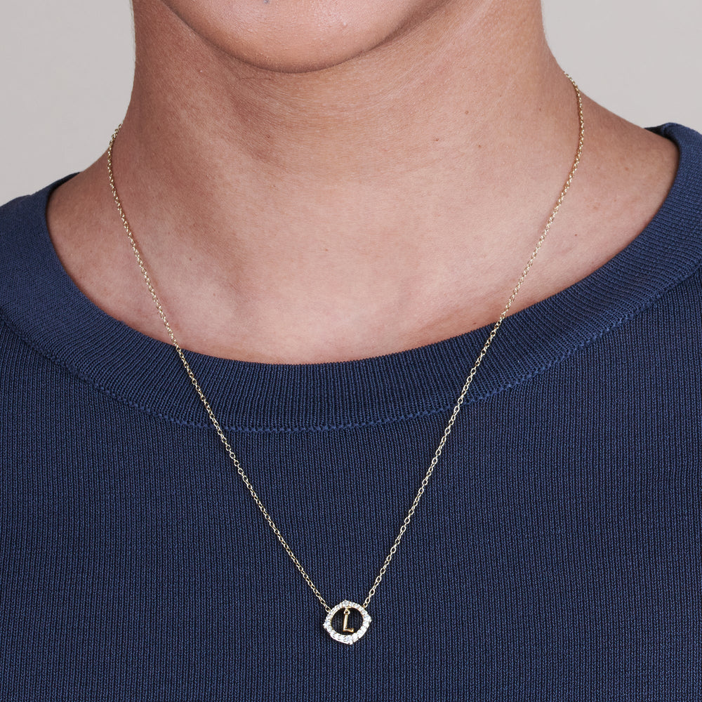 Model Wearing Signature Letter L Necklace view
