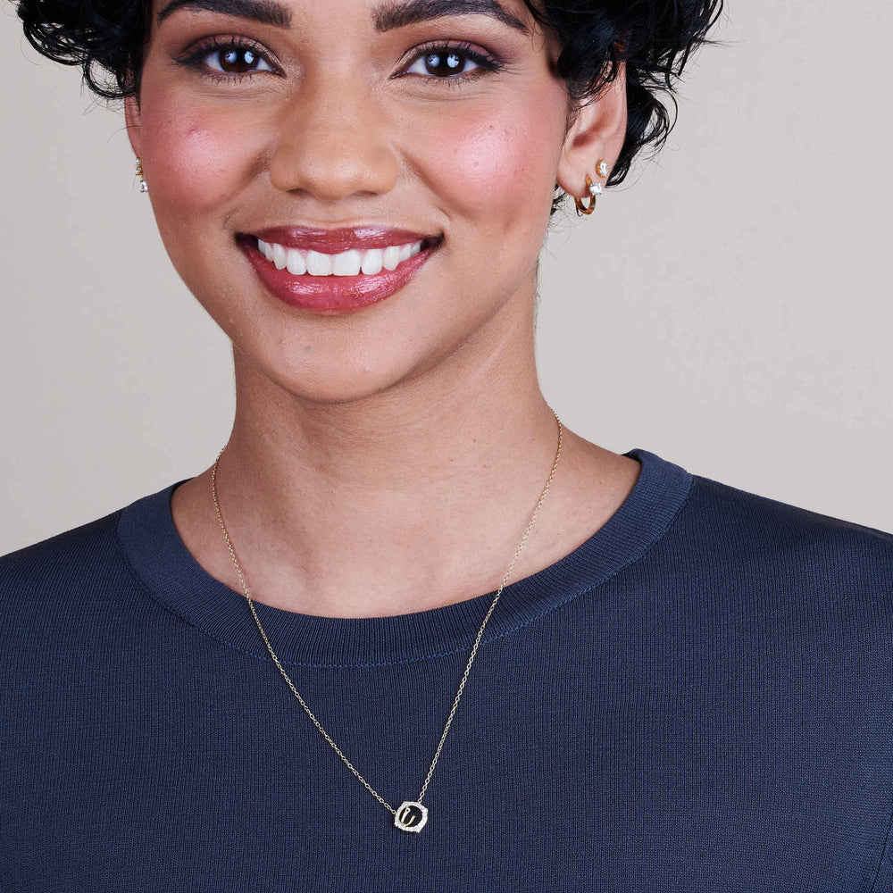 Model Wearing Signature Letter U Necklace view