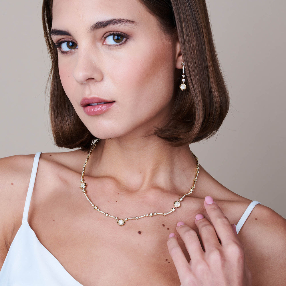 Model Wearing Signature Icon Diamond Necklace view
