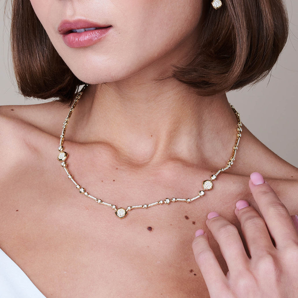 Model Wearing Signature Icon Diamond Necklace view