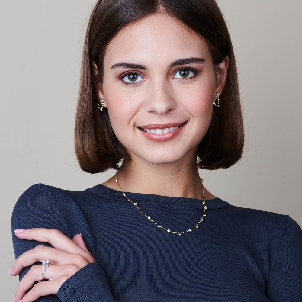 Model Wearing Signature Diamond Charm Necklace view