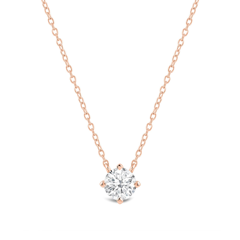 Kite Set Round Lab Created Diamond Solitaire Pendant with Round Cut Diamond in 14KT Rose Gold view 1
