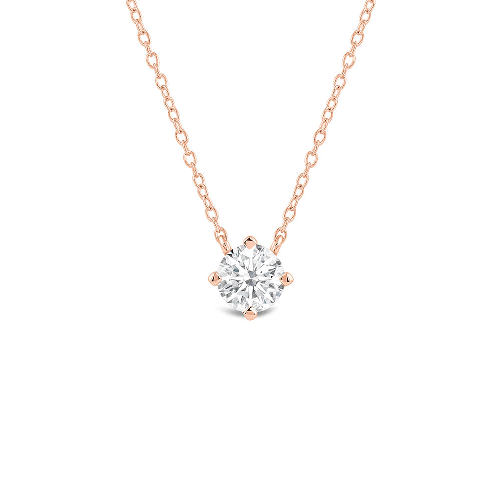 Kite Set Round Lab Created Diamond Solitaire Pendant with 14KT Rose Gold / Lab / 1 Cut Diamond in 14KT Rose Gold / Lab / 1 view 1
