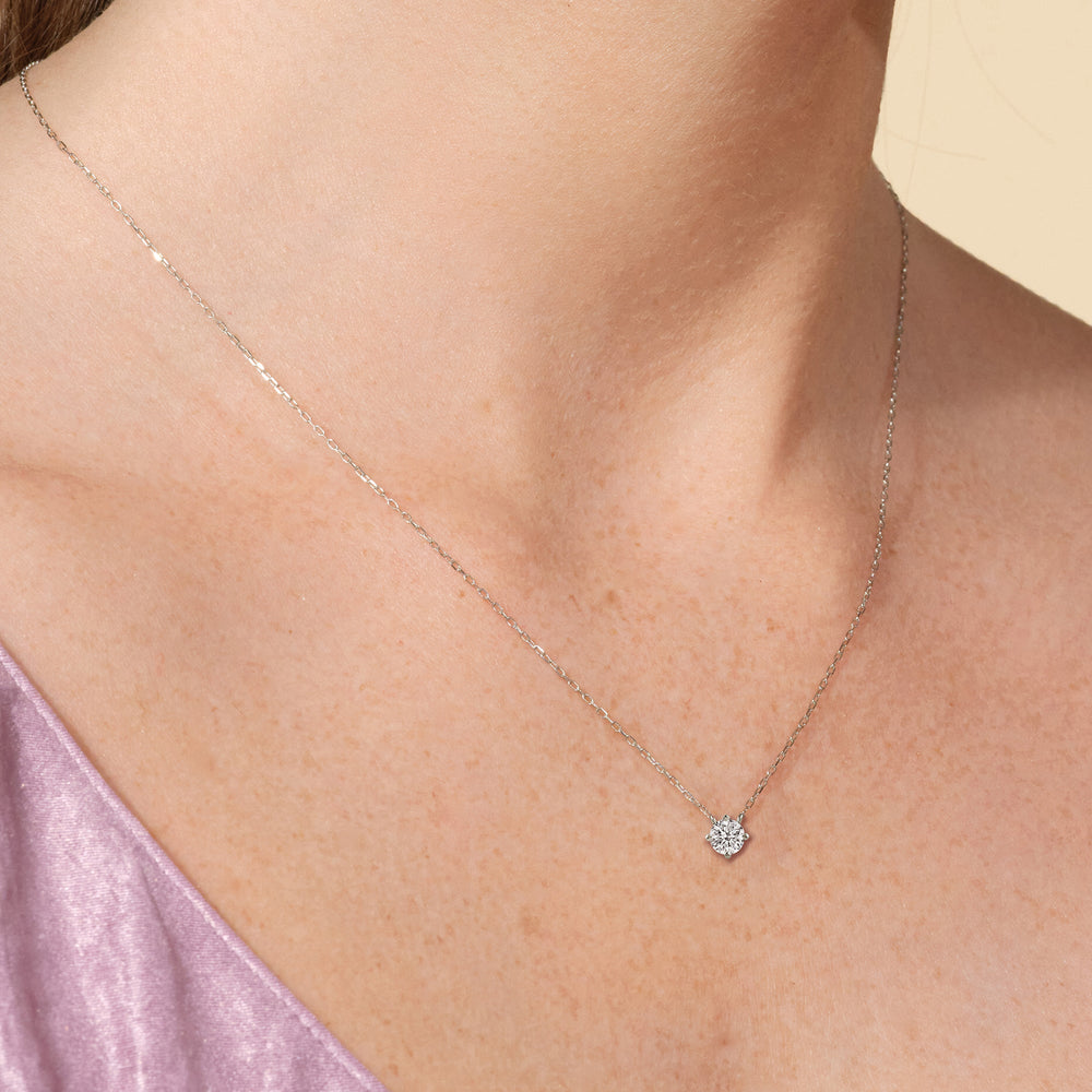 Kite Set Round Lab Created Diamond Solitaire Pendant with 14KT White Gold / Lab / 1 Cut Diamond in 14KT White Gold / Lab / 1 view 2
