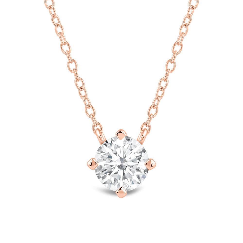 Kite Set Round Lab Created Diamond Solitaire Pendant with 14KT Rose Gold / Lab / 1 Cut Diamond in 14KT Rose Gold / Lab / 1 view 4
