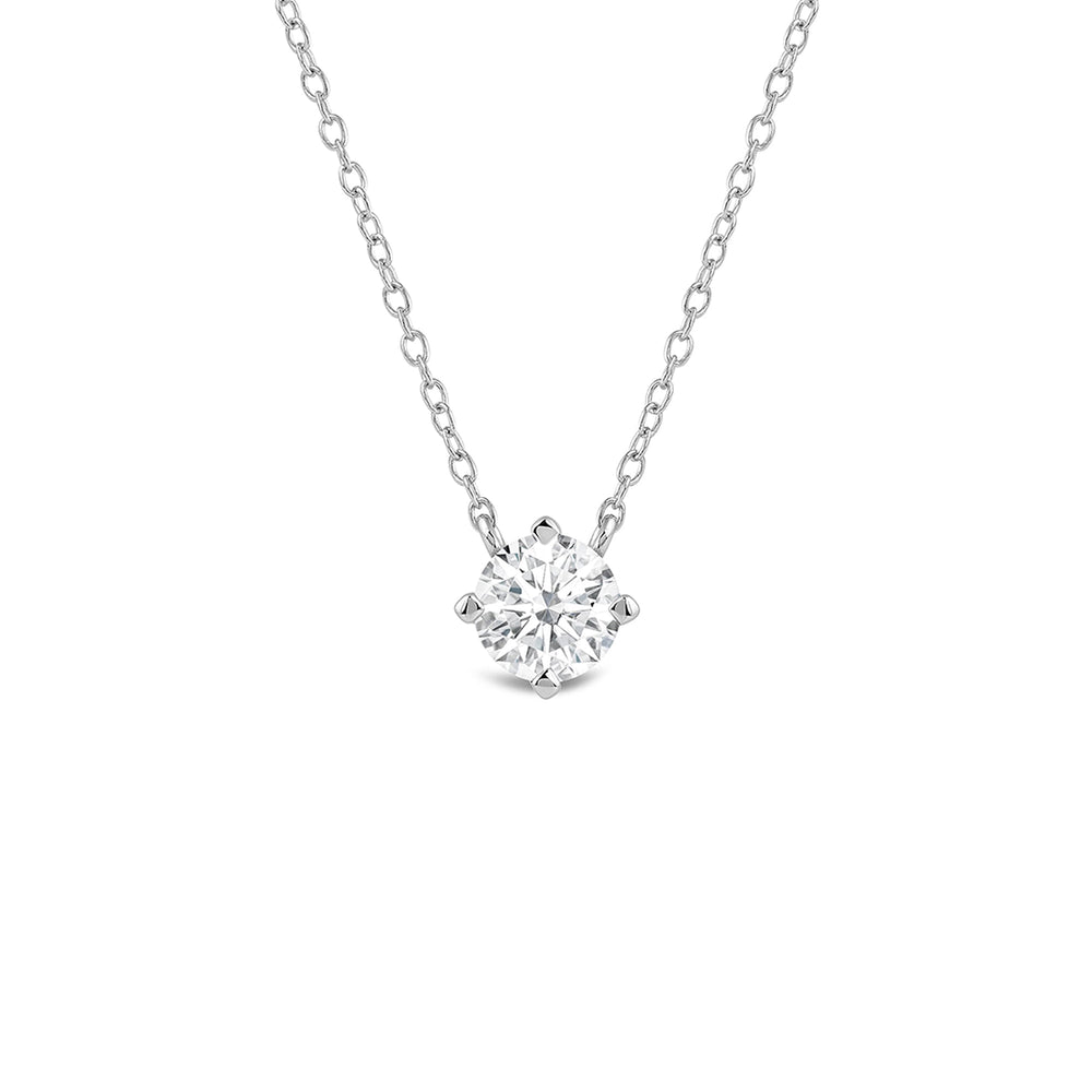 Kite Set Round Lab Created Diamond Solitaire Pendant with 14KT White Gold / Lab / 1 Cut Diamond in 14KT White Gold / Lab / 1 view 1
