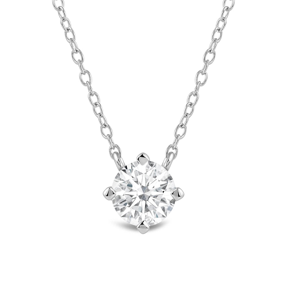 Kite Set Round Lab Created Diamond Solitaire Pendant with 14KT White Gold / Lab / 1 Cut Diamond in 14KT White Gold / Lab / 1 view 4
