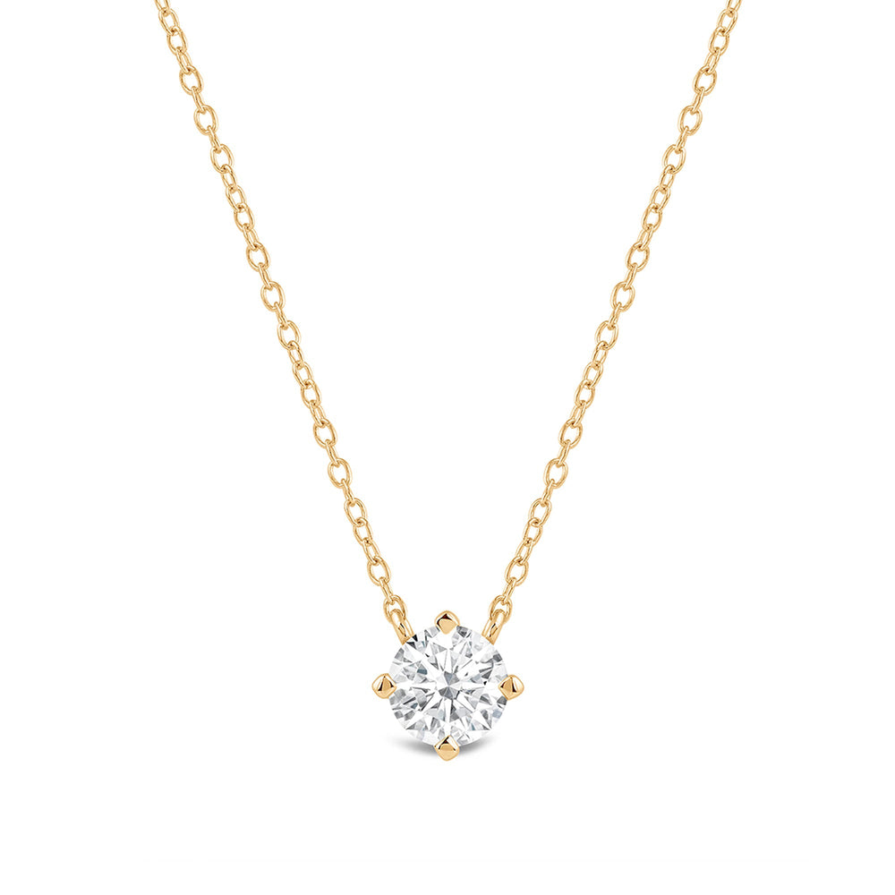 Kite Set Round Lab Created Diamond Solitaire Pendant with Round Cut Diamond in 14KT Yellow Gold view 1
