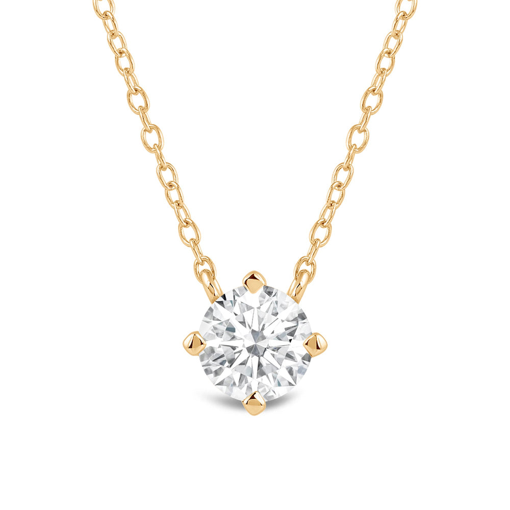 Kite Set Round Lab Created Diamond Solitaire Pendant with Round Cut Diamond in 14KT Yellow Gold view 2
