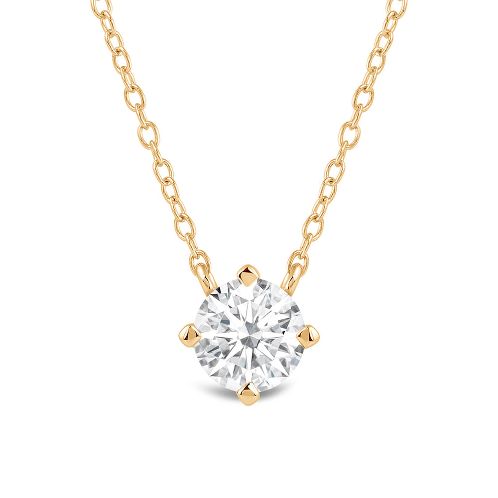 Kite Set Round Lab Created Diamond Solitaire Pendant with 14KT Yellow Gold / Lab / 1 Cut Diamond in 14KT Yellow Gold / Lab / 1 view 4
