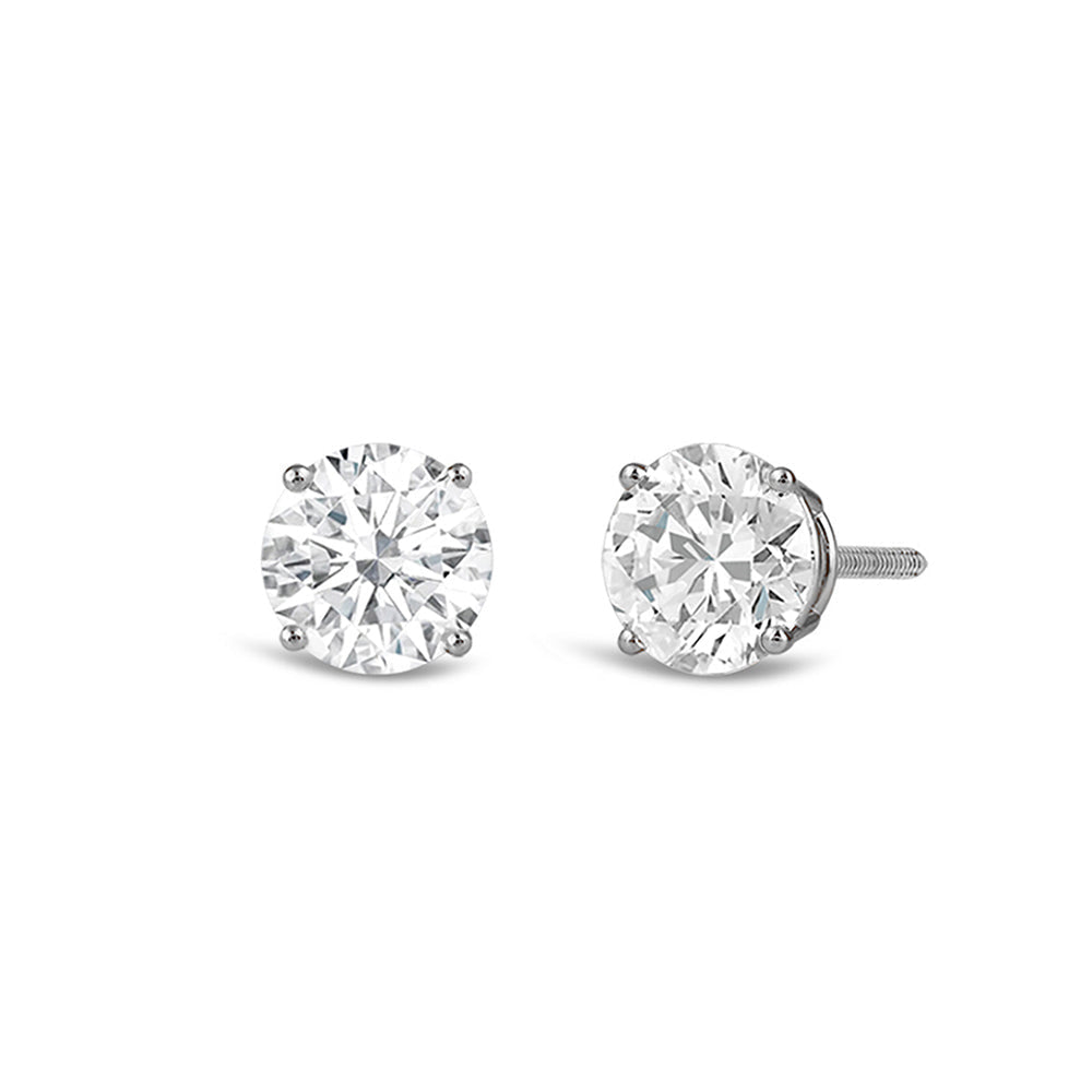 Premium Round Diamond Four Prong Studs (E+ VS+) with 14KT White Gold / Lab / 3/4 Cut Diamond in 14KT White Gold / Lab / 3/4 view 1
