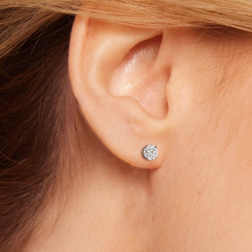 Classic Round Diamond Four Prong Studs Earrings (F/G SI+) with 14KT Rose Gold / Lab / 1 1/2 Cut Diamond in 14KT Rose Gold / Lab / 1 1/2 view 2
