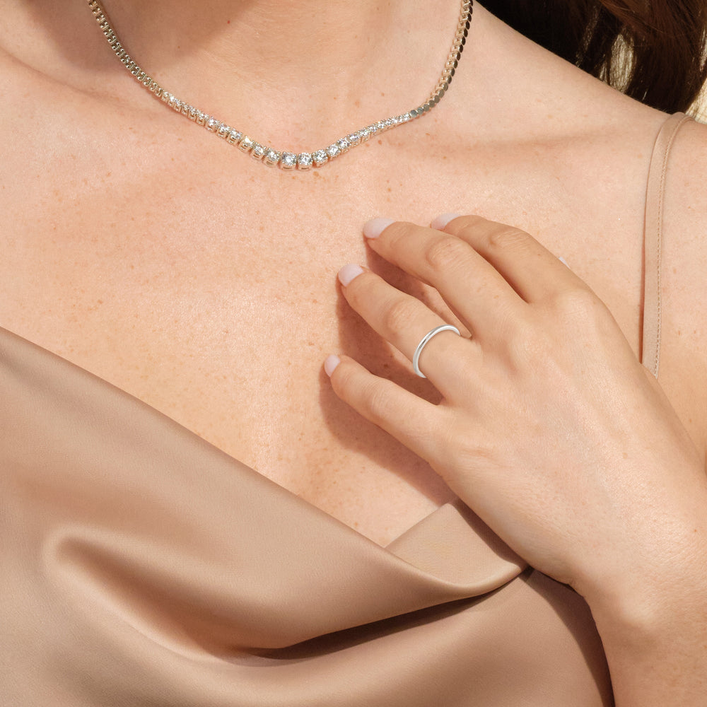 Women's Low Dome Comfort Fit Band with 14KT White Gold / 1.5 Cut Diamond in 14KT White Gold / 1.5 view 2

