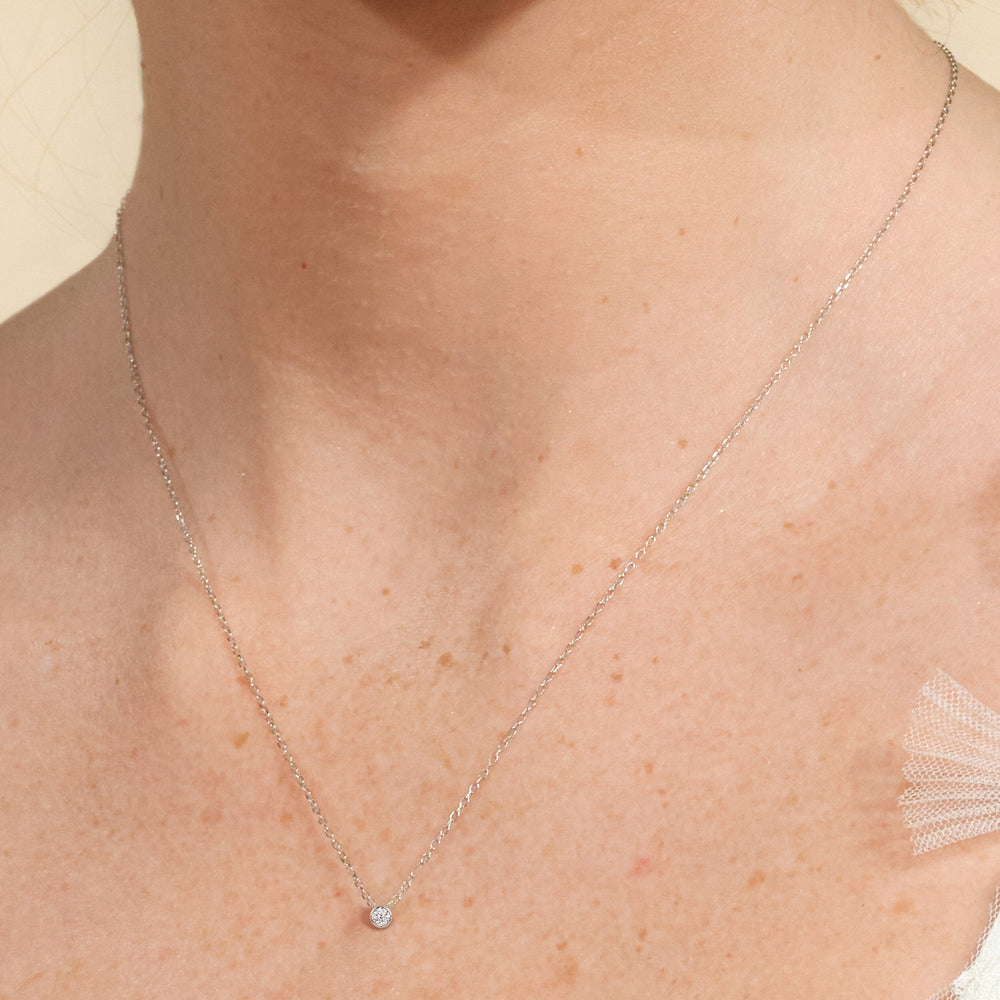 Kite Chamfered Bezel Set Solitaire Necklace with 14KT Rose Gold / Lab / 1 Cut Diamond in 14KT Rose Gold / Lab / 1 view 2
