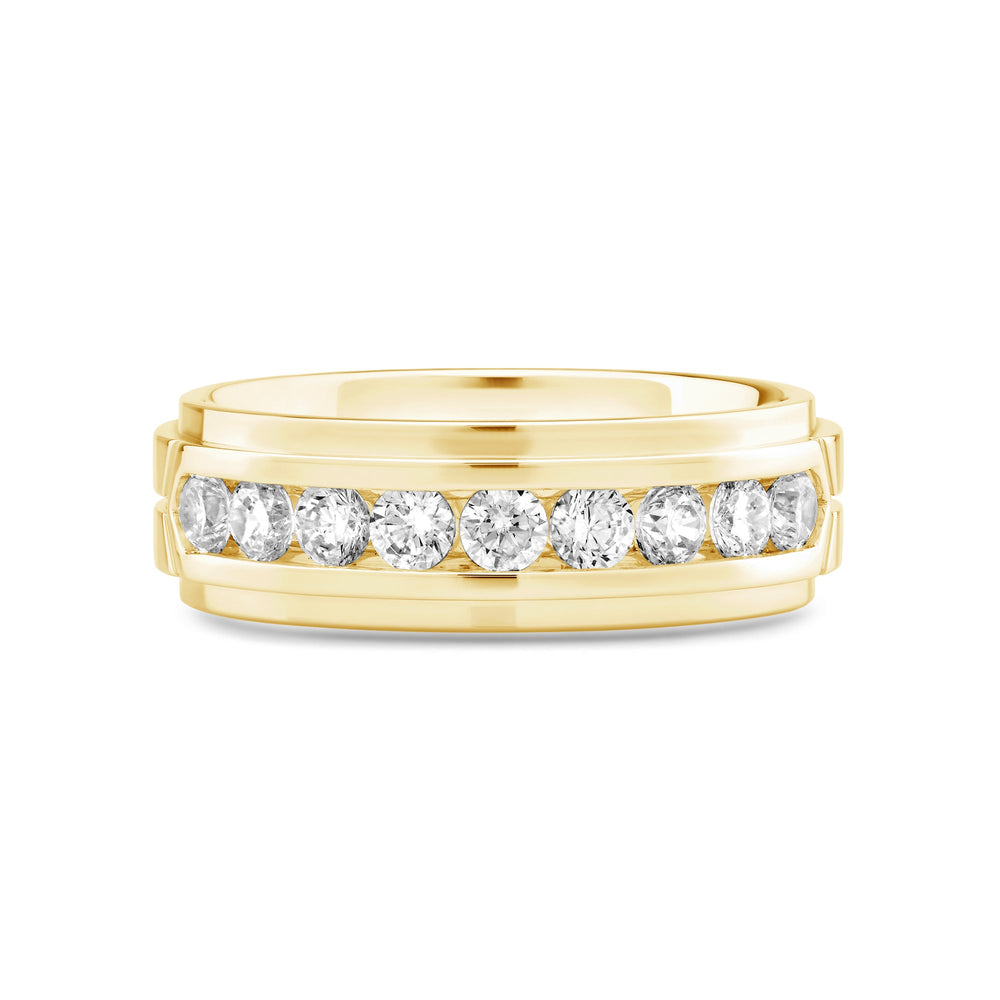 Three Step Mens Band with 14KT Yellow Gold / Lab / 1 Cut Diamond in 14KT Yellow Gold / Lab / 1 view 1

