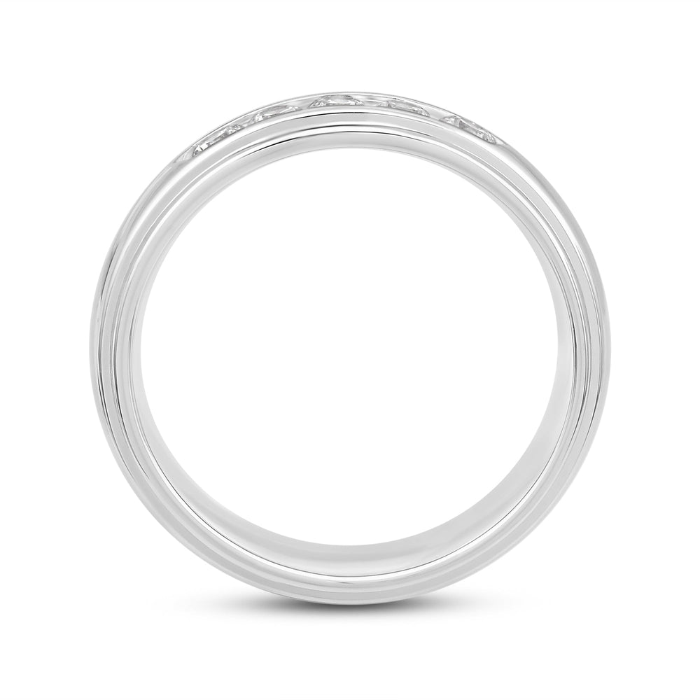 Dome Profile Five Stone Channel Set Band with Jan Cut Diamond in 14KT White Gold / Lab / 02 view 3
