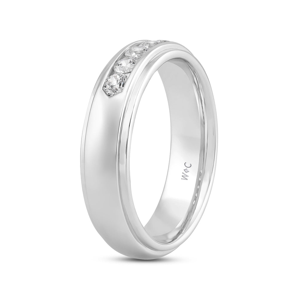 Dome Profile Five Stone Channel Set Band with Jan Cut Diamond in 14KT White Gold / Lab / 02 view 2

