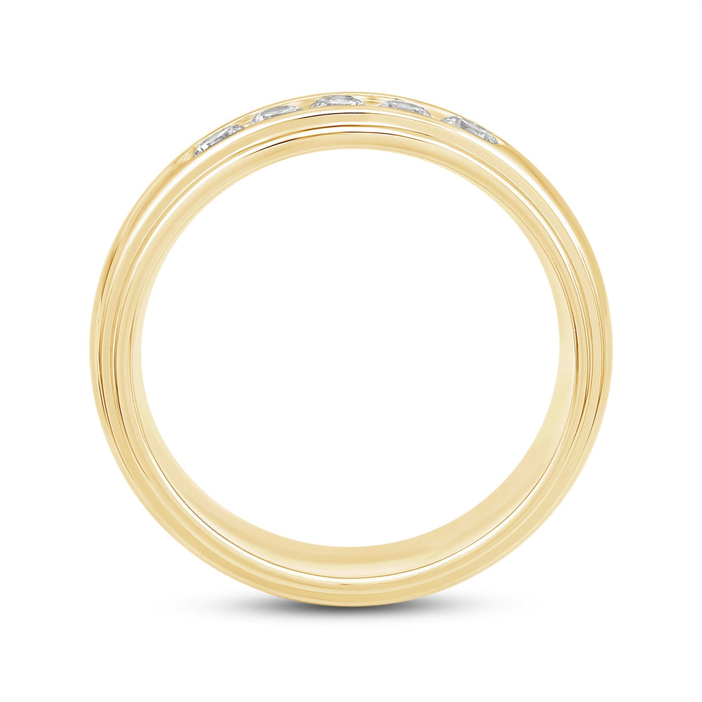 Dome Profile Five Stone Channel Set Band with Jan Cut Diamond in 14KT Yellow Gold / Lab / 02 view 3
