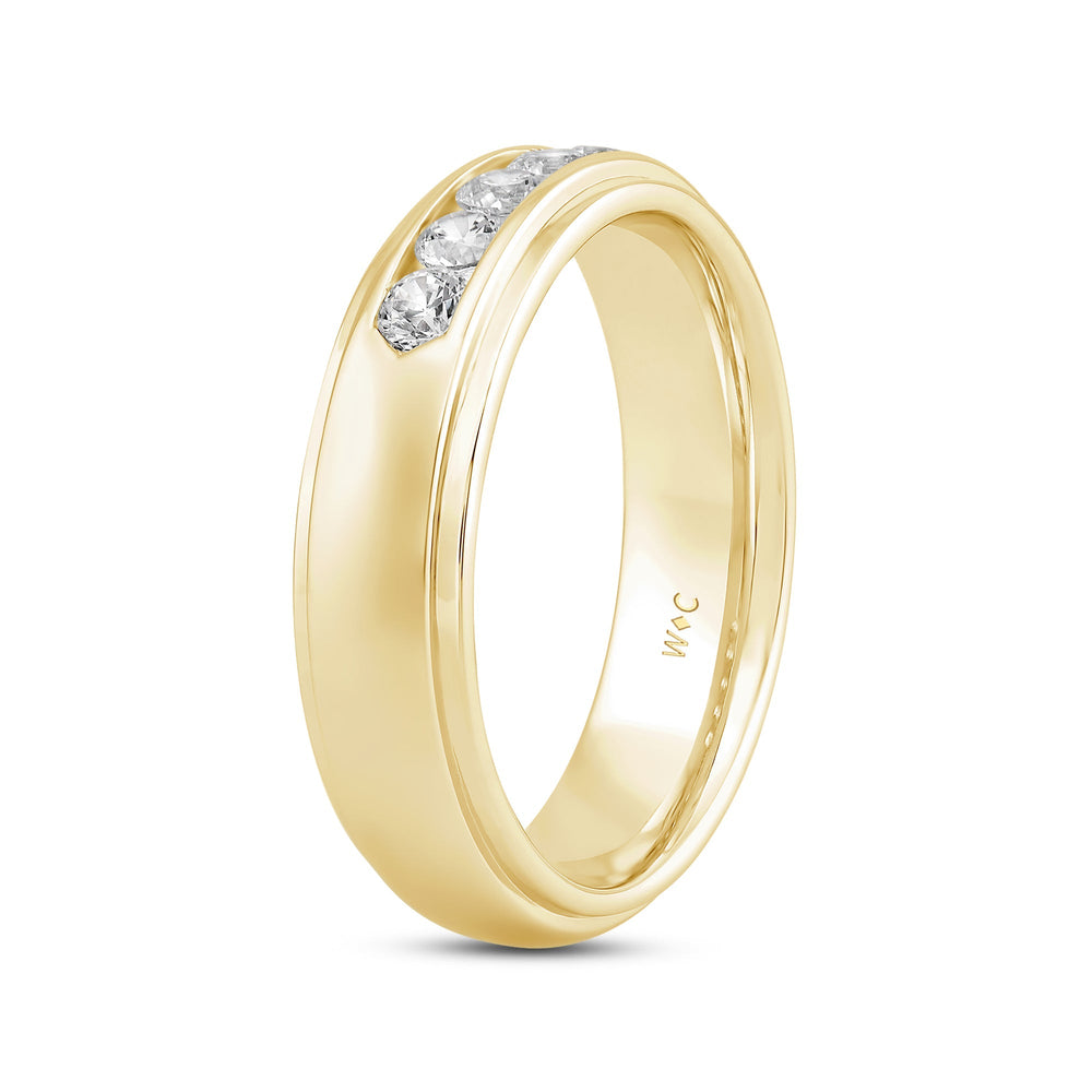 Dome Profile Five Stone Channel Set Band with Jan Cut Diamond in 14KT Yellow Gold / Lab / 02 view 2
