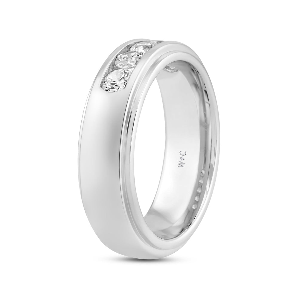 Dome Profile Five Stone Channel Set Band with 14KT White Gold / Lab / 1 Cut Diamond in 14KT White Gold / Lab / 1 view 2

