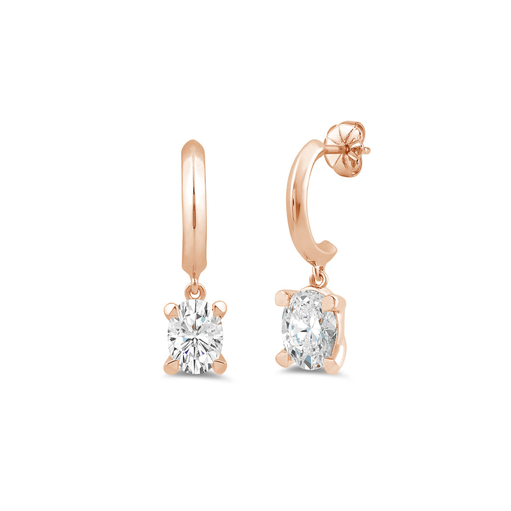 The Drop Oval Set with 14KT Rose Gold / Lab / 2 1/2 Cut Diamond in 14KT Rose Gold / Lab / 2 1/2 view 4
