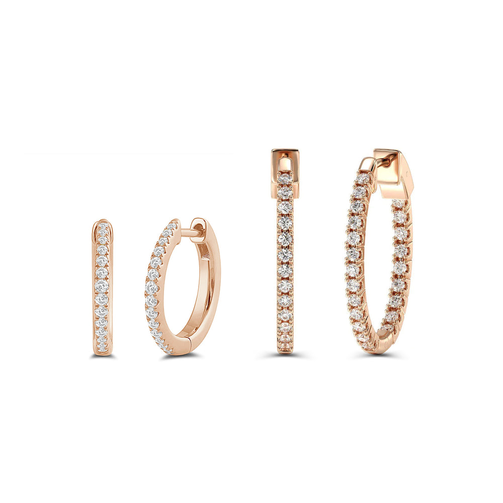 The Hoop Stacker Set with 14KT Rose Gold / Lab / 1 1/5 Cut Diamond in 14KT Rose Gold / Lab / 1 1/5 view 1
