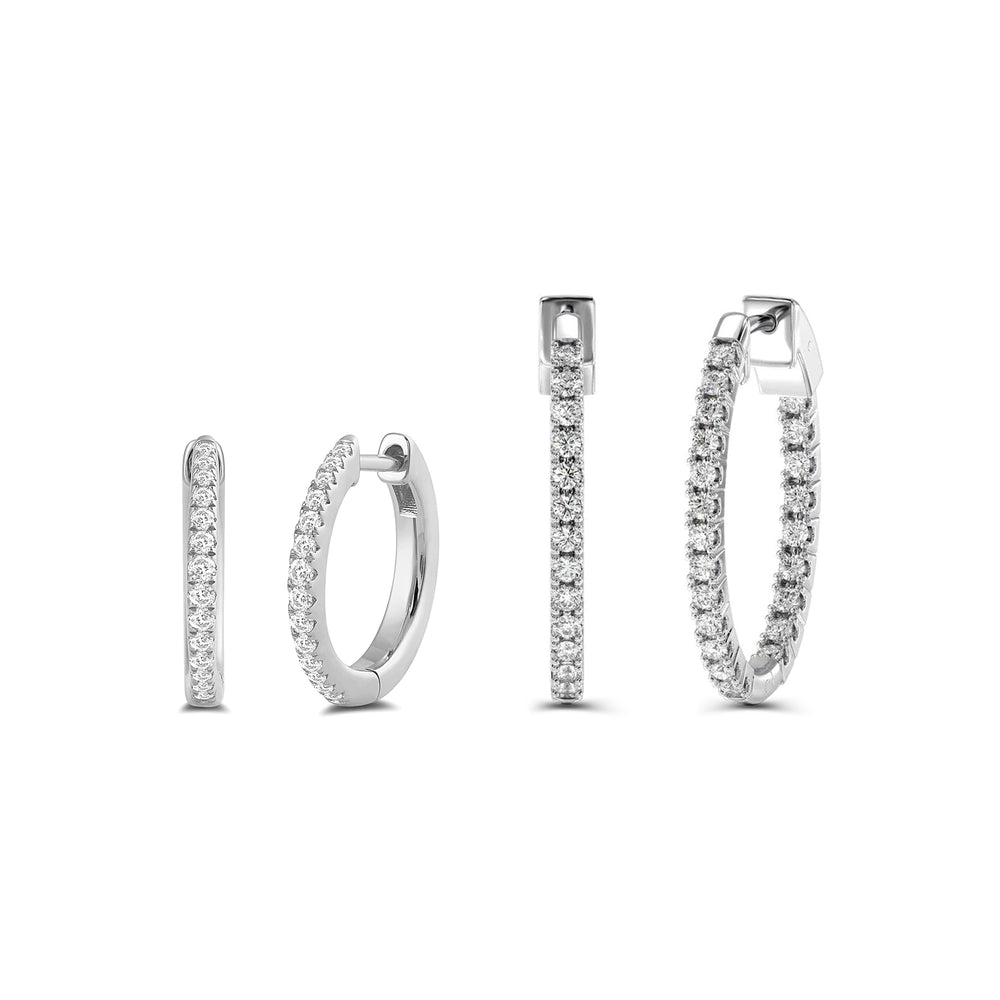 The Hoop Stacker Set with 14KT White Gold / Lab / 1 1/5 Cut Diamond in 14KT White Gold / Lab / 1 1/5 view 1
