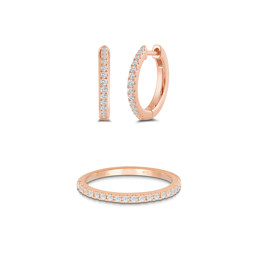 The Diamond Duo Set with 14KT Rose Gold / Lab / 3/8 Cut Diamond in 14KT Rose Gold / Lab / 3/8 view 1
