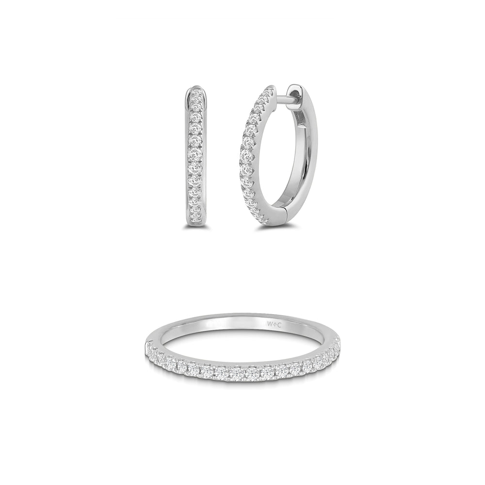 The Diamond Duo Set with 14KT White Gold / Lab / 3/8 Cut Diamond in 14KT White Gold / Lab / 3/8 view 1
