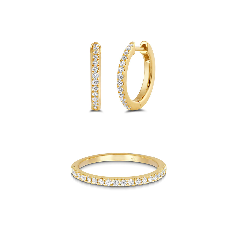 The Diamond Duo Set with 14KT Yellow Gold / Lab / 3/8 Cut Diamond in 14KT Yellow Gold / Lab / 3/8 view 1
