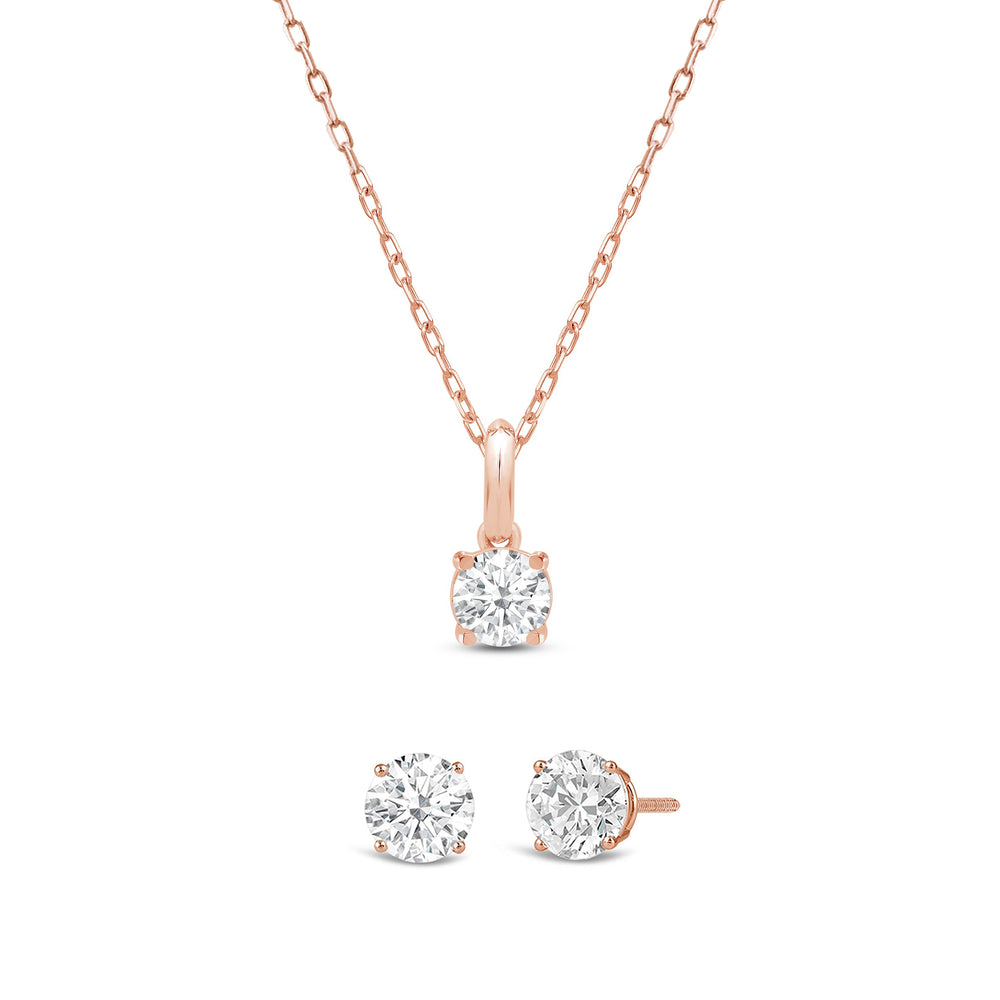 The Classic Set with 14KT Rose Gold / Lab / 1 Cut Diamond in 14KT Rose Gold / Lab / 1 view 1
